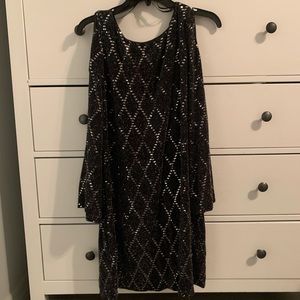Black cold shoulder dress